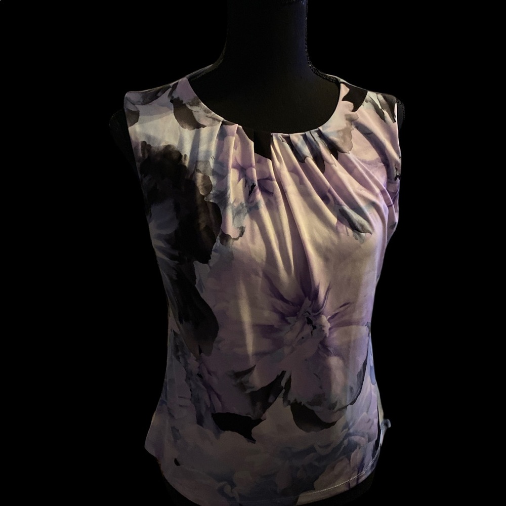 Calvin Klein flower pleat neck blouse